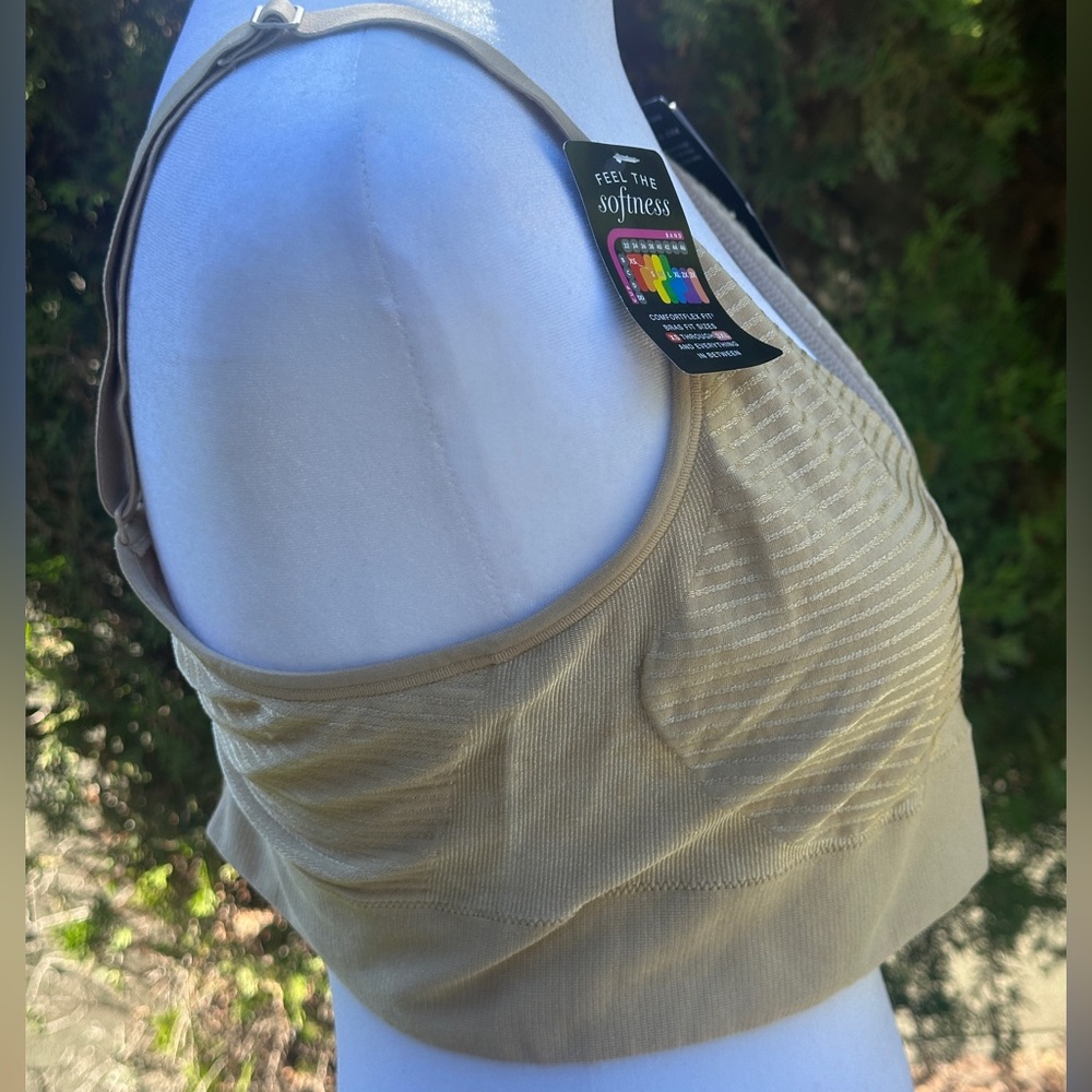 NWT Women’s Bali Comfort Flex Wirefree Nylon Spandex Bra Nude/Beige XL - Picture 5 of 7